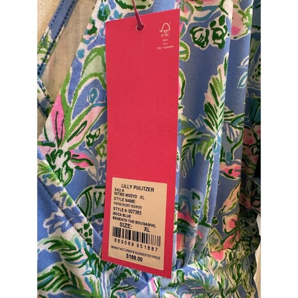 Lilly Pullitzer Parigi Romper in Boca Blue Beneath The Bougainvillea Sz XL NEW - Picture 9 of 11